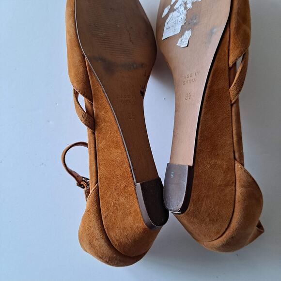 Madewell 1937 Footwear Womens Vintage Camel Suede Flat Open Toe Shoes - Size 9.5 - Picture 10 of 12